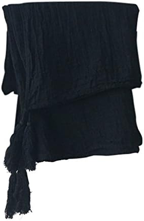 Modern Burlap 100% Organic Cotton Muslin XL Throw (Onyx with Tassels)