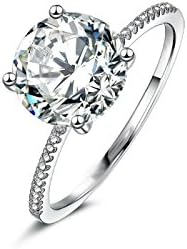 Classic Luxury Silver Ring 3Ct 10 Hearts 10 Arrows Zircon Wedding Jewelry Rings Engagement for Women