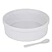 Souffle Dish Ramekins for Baking –32 Oz, 1 Quart Large Ceramic Oven Safe Round Fluted Ramekin Bowl with Mini Condiment Spoon for Soufflé Pot Pie Casserole Pasta Roasted Vegetables Baked Desserts White