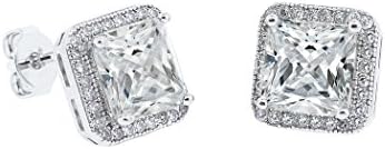 Women Cubic Zirconia 7.00 CTW Princess Halo Stud Earring