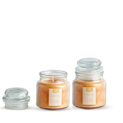 Lighthaus Candles Delicious Vanilla Caramel Aroma Scented Candles (Ivory, Standard Size) -Set of 2 Jars