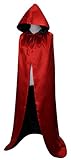 VGLOOK Unisex Christmas Halloween Witch Party Reversible Hooded Adult Vampires Cape Cloak (Black/red)