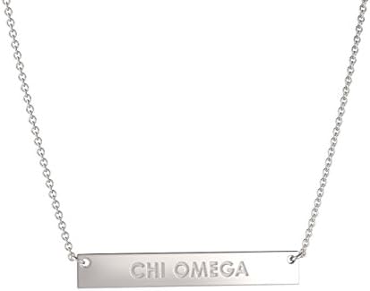 Sterling Silver Chi Omega Bar Necklace