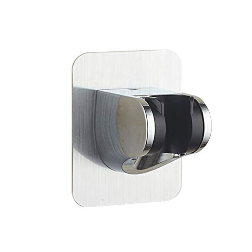 Hand Shower Wall Bracket,Shower Head Handset Holder Chrome Bathroom Bracket Adjustable Wall Mounted Suction Bracket Replacement Rack,Reuseable Self Adhesive Hooks (1pcs, silver)