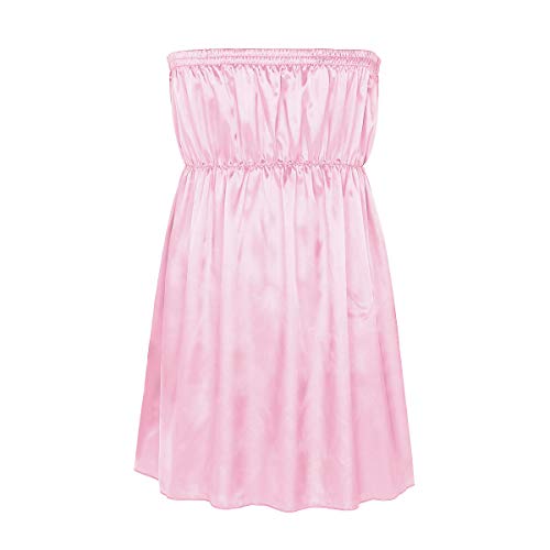 iEFiEL Mens Sissy Lingerie Soft Shiny Satin Strapless Design Crossdress Baby Doll Nightdress Chemise Dress