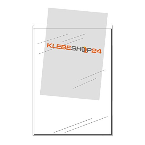 KLEBESHOP24 Transparent Document Sleeves, Rectangular, DIN A4, 20 Pieces, Polypropylene (PP), Self-Adhesive, Clear