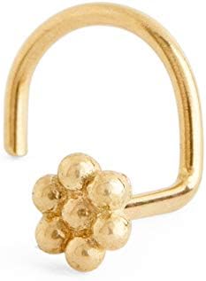 9K and 14K Gold L-bend Handmade Nose Stud - Minimalist Nose Piercing Jewelry With 1.5mm, 2mm and 2.5mm Colorful CZ Stones - Available in 22G