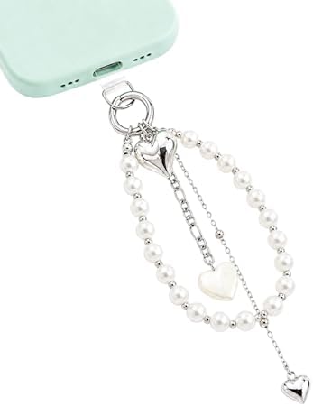 Amazon.com: PEUTIER Pearl Phone Charm, Beaded Phone Wrist Strap