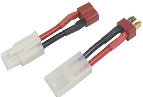 YUNIQUE GREEN-CLEAN-POWER - Deans T to Tamiya Adapter Cable for RC Vehicles and Lipo Batteries, Transparent Red Black
