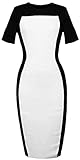 HOMEYEE Women's Fashion Colorblock Short Sleeve Slim Wear to Work Dress 483