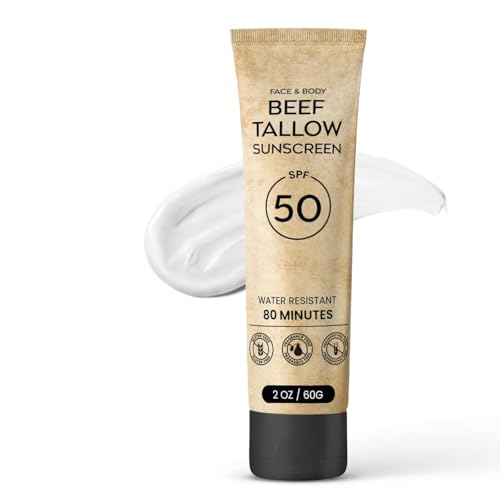 MTGBO Beef Tallow Sunscreen SPF 50: Face Sunscreen with Zinc O... 31eB7qO0kgL