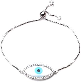 MEIBEADS Cubic Zirconia Evil Eye Adjustable Bracelet For Women Shell Charms Bracelets & Bangles