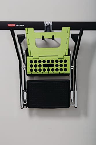 Rubbermaid FastTrack Rail Garage Organization Multi-Purpose Hook 50 lbs Capacity Satin Nickel Wall Mounted Storage System Direct Mount into FastTrack Garage Rail for Home/Garage Organization