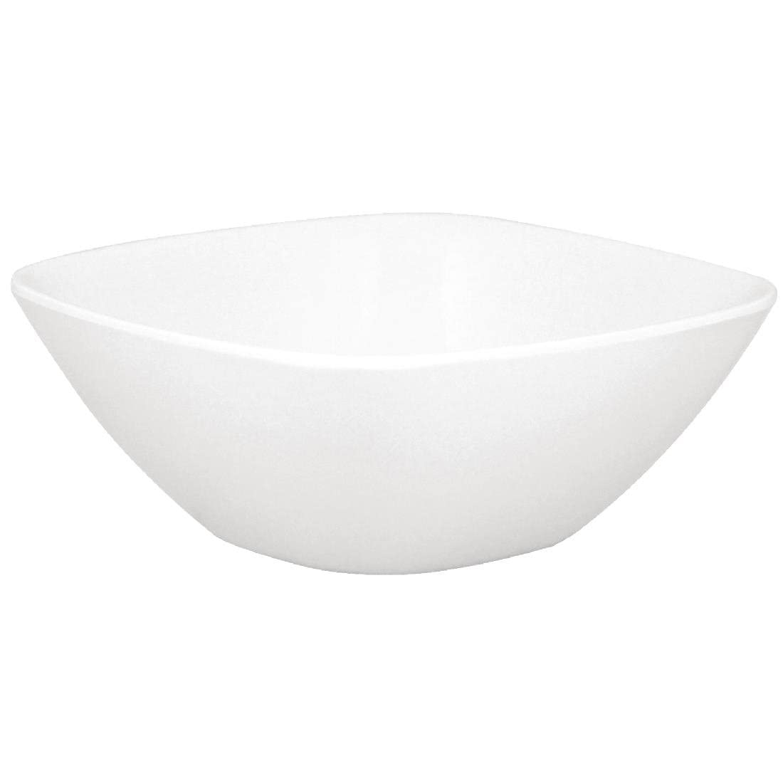 Olympia Kristallon Plastic Rounded Square Bowls 275ml (6 Pack) - Reusable Soup, Cereal Bowls for Schools, Nursing Homes CD298