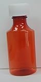 Oval Pharmacy Plastic Bottles with Child-resistant Caps. Amber Color 2oz Pack of 5