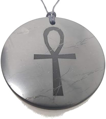 Shungite Stone Pendant with Engraving, Black Stone Jewelry