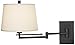 Franklin Iron Works Easley Modern Swing Arm Adjustable Wall Lamp with Cord Matte Bronze Brown Plug-in Light Fixture Dimmable Fabric Drum Shade for Bedroom Bedside Living Room Reading Kitchen