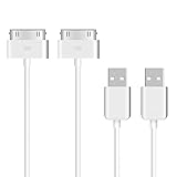 TechRise USB Sync and Charging Cable Compatible with iPad 3, iPad 2, iPad 1, iPod, iPhone 4/4S, iPhone 3G/3GS, 3.3 Feet, 2-Pack
