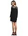 ROMWE Women's Crochet Lace Keyhole Back Long Sleeve Casual Short Shift Dress Black Medium
