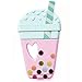 Single Bubble Tea Silicone Teether, Natural (pink) Cotton Candy