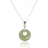 Lucky Genuine Jade Silver Necklace Perfect Gift for Her Gift Wrapped 18-20 Inch Handmade 14K Gold Plated 925 Sterling Silver Dainty Long Thin Elegant Classic Bring Good Fortune Keenove