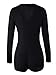 Moxeay Women's Sexy Onesie Deep V Neck Shorts Long Sleeve Knitted Button Down One Piece Bodysuit Bodycon Rompers Overall(S, Black)