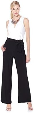 Nikki By Nikki Poulos Women's Plus &amp; Petite Size Sleeveless Belted Wide Loose Leg Jumpsuits (3X (P), Cream/Black)