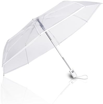 Clear/Transparent Automatic Folding Umbrella,Meiyaa Unisex Colourful Clear Umbrellas (B)