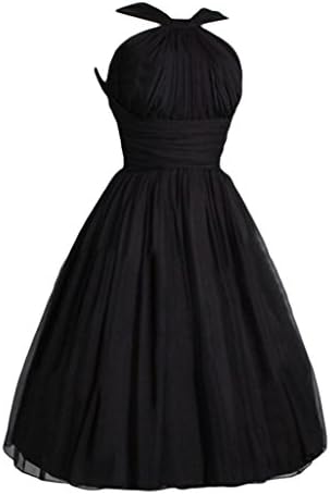 Victoria Dress Womens Fashion A-Line Short Chiffon Pageant Bridesmaid Dress - 6 - Black