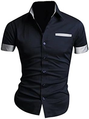 Jeansian Mens Dress Casual Short Sleeve Shirt Slim Business Uniform Fashion 3 Colors XS S M L 8541