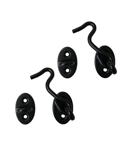 QCAA Reversible Hook, 304 Stainless Steel Cabin Hook Latch & Eye, 2-1/2", Matte Black, 2 Pack, Made in Taiwan