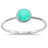 Sterling Silver Round Simulated Turquoise Ring Sizes 5-10