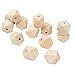 Wood Beads - 120-Piece Unfinished Faceted Geometric Wooden Beads, 0.62 Inch