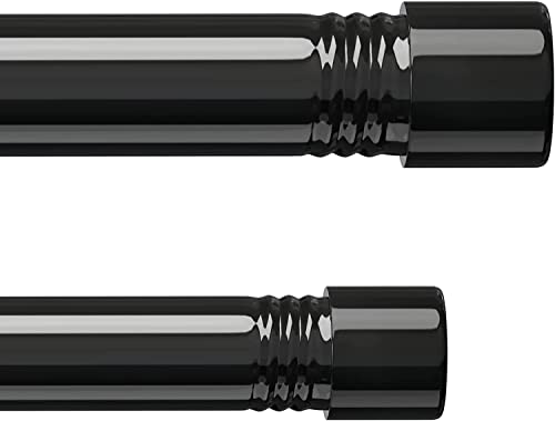 Double Curtain Rods, 30-78" Extendable Curtain Rod with Cap Buttons with Brackets, Adjustable Curtain Rod Stainless Steel Decorative Hardware for Living Room/Black