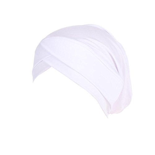 Unpara India Africa Muslim Ruffle Turban Hat Head Wrap Summer Cap for Women (White A) - Thumbnail 2