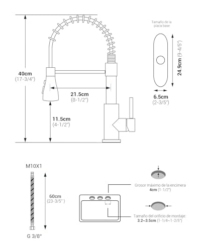 APPASO Grifo de cocina alta presión, grifo mezclador de cocina con 3 modos de rociado, grifo mezclador de fregadero de cocina giratorio 360°, acero inoxidable cepillado