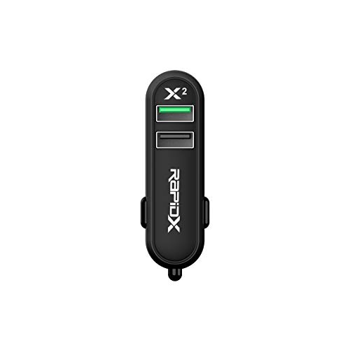 RapidX RXX2QCBLK X2 2 Port Car Charger with Quick Charge Black (RX-X2QCBLK)