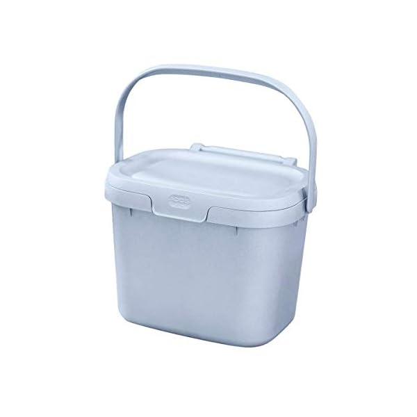 Addis 518384 Eco 100% Plastic Everyday Kitchen Food Waste Compost Caddy Bin, 4.5 Litre, Recycled Light Grey