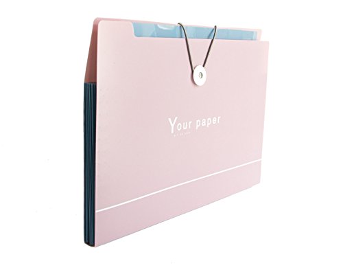 BEGOO 8 Pockets Tabs Expanding File Folder Colorful Document Holder High Capacity Binder Wallet A4 Letter Size for Cards Bills Storage Elastic String Button Closure for School Office Supplies（Pink） - Thumbnail 2