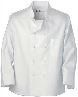 Reed Manufacturing Men'sFOOD SERVICE APPAREL 2XL WHITE LS UNF CHEF COAT POLY.W/10 KB