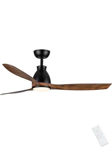 Newday DC Motor Ceiling Fan with LED Lighting Remote Control Quiet, 132 cm Ceiling Fan Woody with Lamp, Ceiling Fans with Light Dimmable, 3 ABS Blades for Bedroom, Living Room
