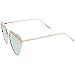 zeroUV Oversize Metal Frame Thin Temple Color Mirror Flat Lens Aviator Sunglasses 62mm (Gold/Pink Mirror)