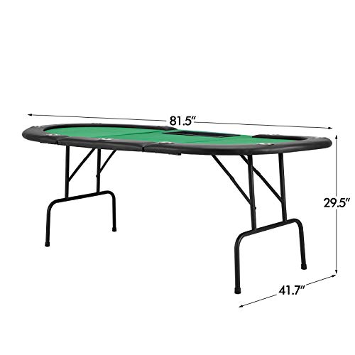 ECOTOUGE Poker Table w/Stainless Steel Cup Holder for 9 Player w/Leg