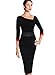 VfEmage Womens Asymmetric Neck Ruched Vintage Tunic Work Party Casual Dress 1908 Black S