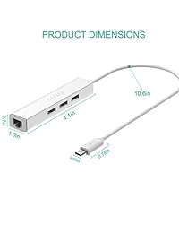 Chromecast, Micro USB a RJ45 adaptador de conector Ethernet con 3 USB bujes