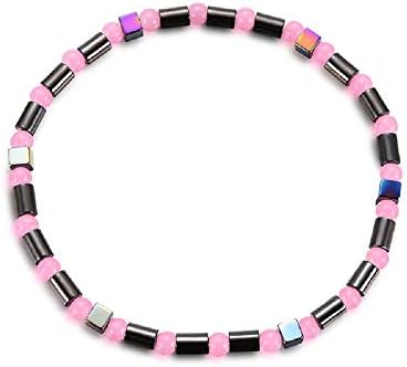 TIDOO Jewelry Womens Magnetic Hematite Anklet Therapy Necklace Hematite Round Beads Healing Stone Chain