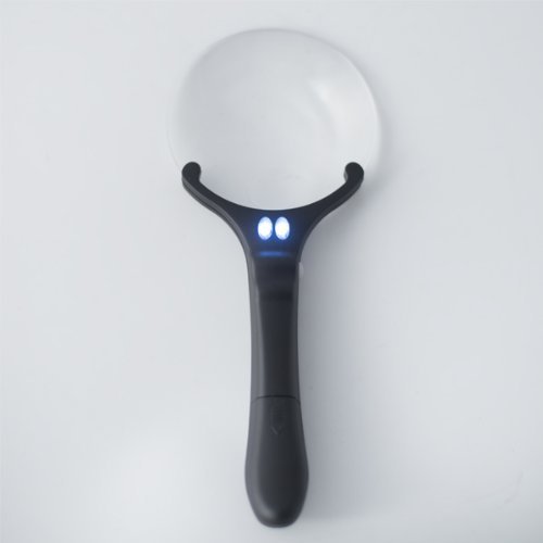 Handheld Lighted Magnifier, Optical Grade Acrylic Lens, 2.5x and 5x Magnification