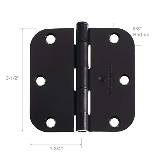 Cauldham (12 Pack) Heavy-Duty 3-1/2" Interior Door Hinges with 5/8" Radius Corners - Oil Rubbed Bronze - Thumbnail 2