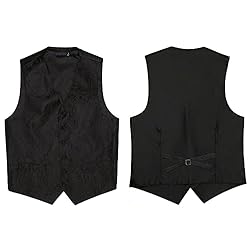 HISDERN Men's Classic Formal Vest Tie Set Paisley