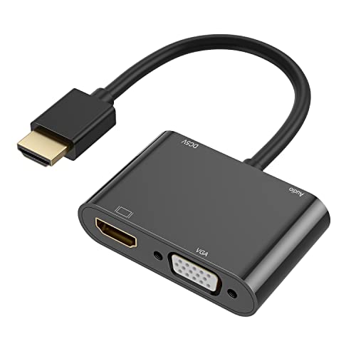 HDMI to VGA HDMI Adapter, Dual Display 4K HDMI to HDMI VGA Splitter